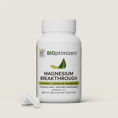 BIOptimizers Magnesium Breakthrough Supplement with 500mg - 7 Forms of Magnesium: Glycinate, Malate, Citrate, and More - Natural Support for Sleep and Cognitive Function -60 Capsules- Calming Vitamins